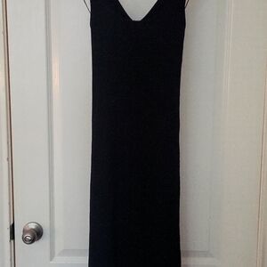 Jcrew black tank dress with slit and cross back